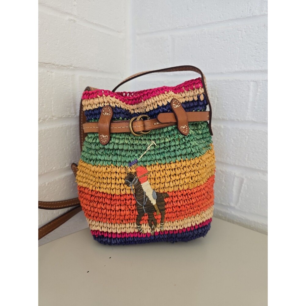 Polo Ralph Lauren Raffia Mini Bellport Bucket Bag Limited Edition Rare - Picture 2 of 14